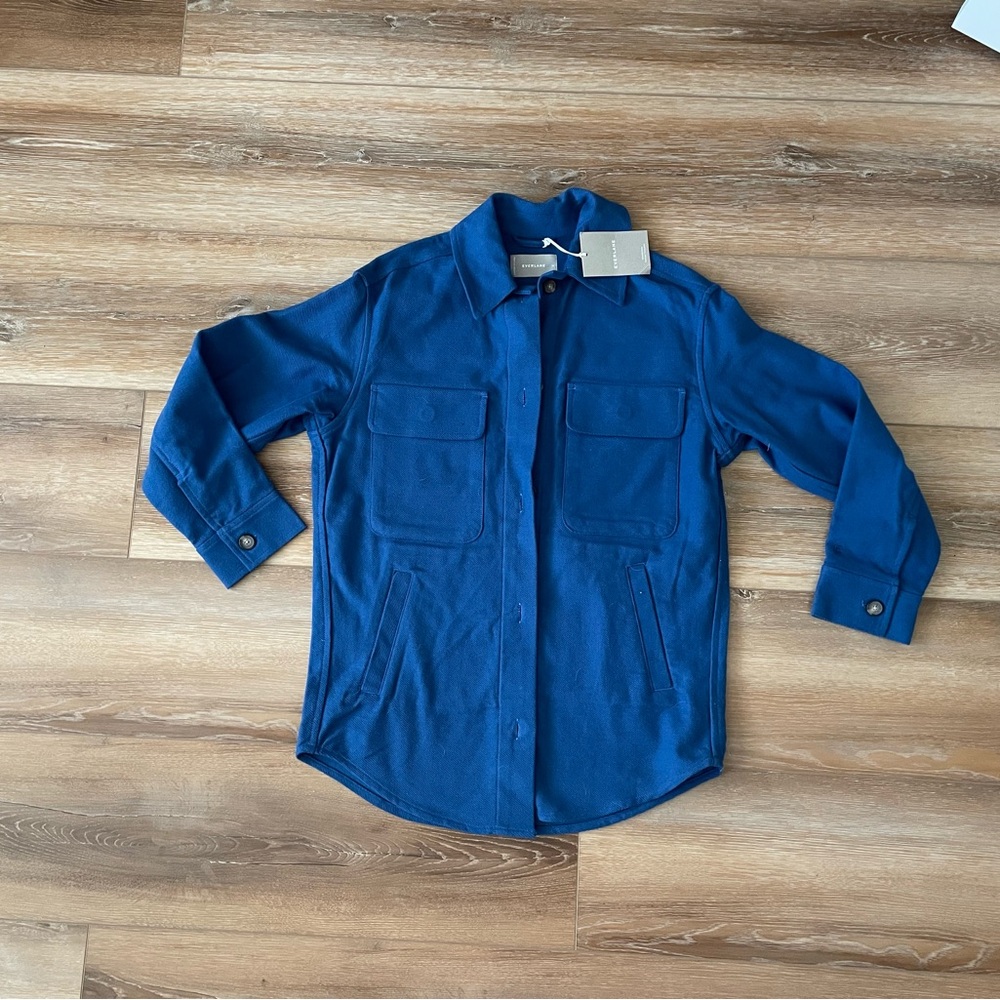 everlane women’s blue medium the oversized thick shirt jacket NWT